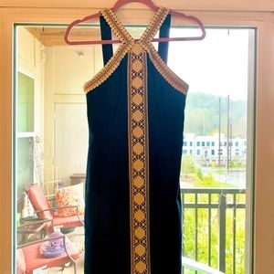 Lilly Pulitzer navy blue and gold dress